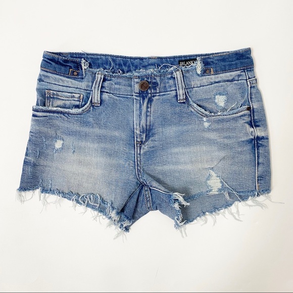 Blank NYC Pants - Blank NYC distressed jean shorts cut offs SZ 25